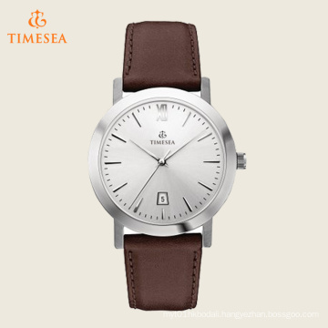 Stainless Steel Watch with Brown Leather Band 71190